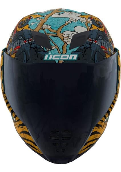 Icon Airflite Edo Mıps Kapalı Motosiklet Kaskı Siyah Mavi Gri Turuncu 8