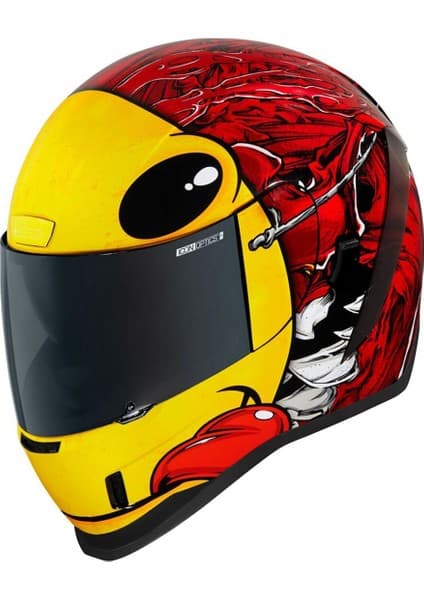 Icon Airform Brozak Mıps Kapalı Motosiklet Kaskı Kırmızı Sarı