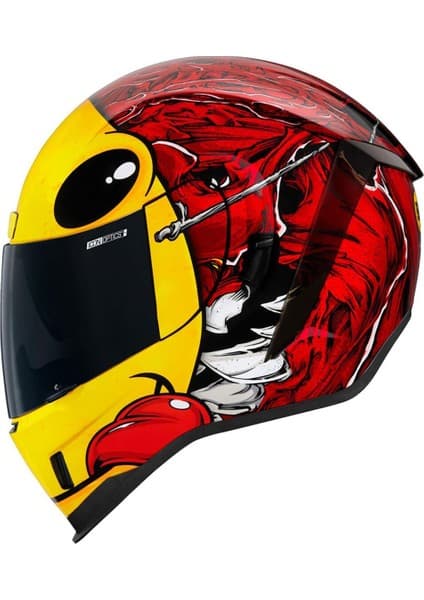 Icon Airform Brozak Mıps Kapalı Motosiklet Kaskı Kırmızı Sarı 7
