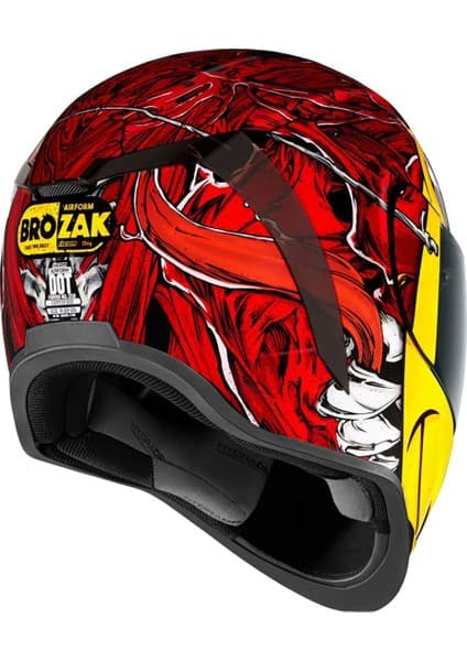 Icon Airform Brozak Mıps Kapalı Motosiklet Kaskı Kırmızı Sarı 8