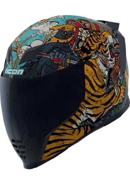 Icon Airflite Edo Mıps Kapalı Motosiklet Kaskı Siyah Mavi Gri Turuncu