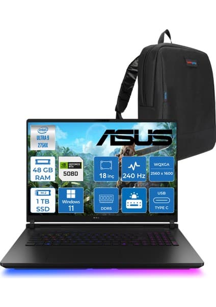 Asus Rog Strix Scar 18 G835LW-SA129 Intel Core Ultra 9 275HX Aı 48GB GB 1tb SSD 16GB/RTX5080 Gddr7 175W 18\
