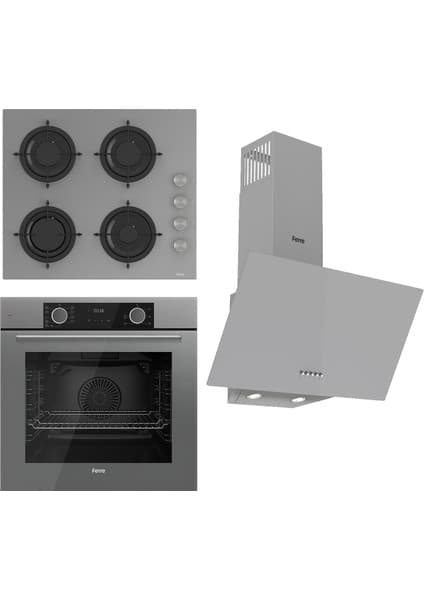 Ferre Fryart Ss Serisi Gri Set (CS208 + XE63CPR +D088) - Emaye Izgara