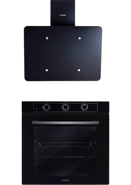 Luxell 2'li Siyah Cam Ankastre Set (Davlumbaz ve Fırın)