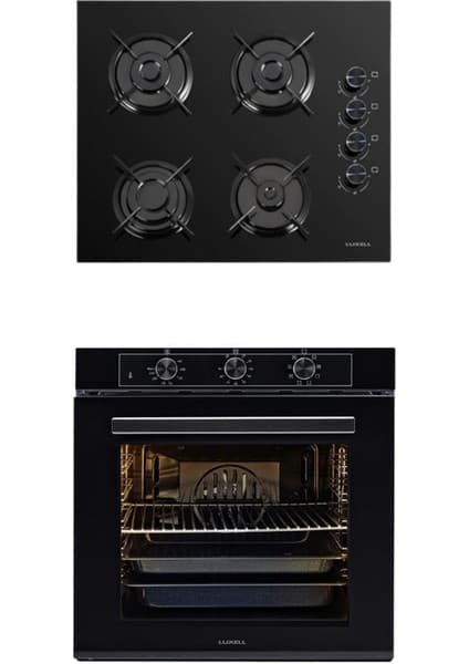 Luxell 2 Li Siyah Cam Set (Ocak-Fırın)