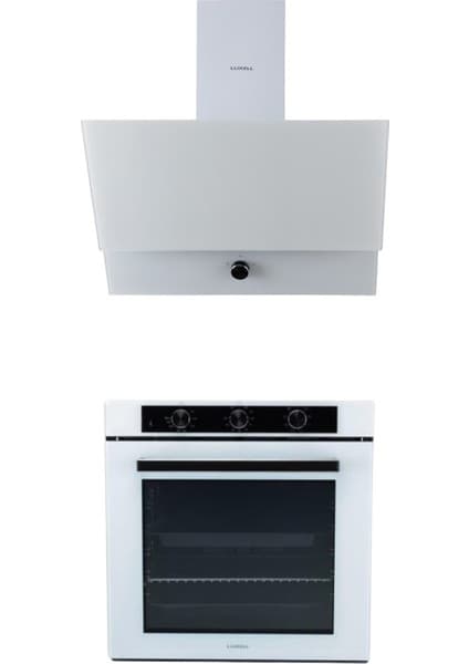 Luxell 2'li Beyaz Cam Ankastre Set (Davlumbaz & Fırın)