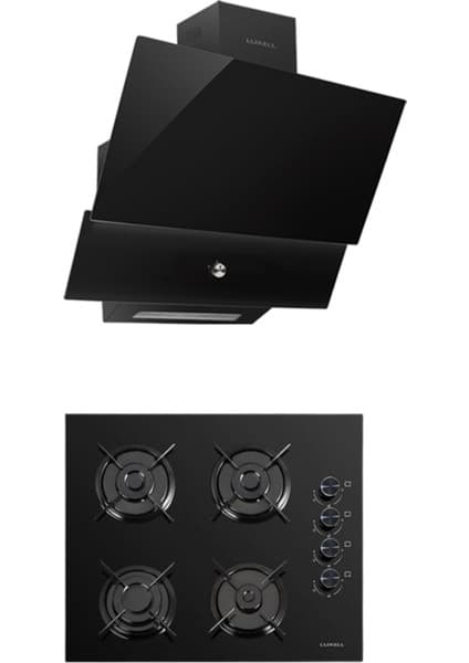 Luxell 2'li Siyah Cam Ankastre Set (Davlumbaz + Ocak) - DA88 & OC88