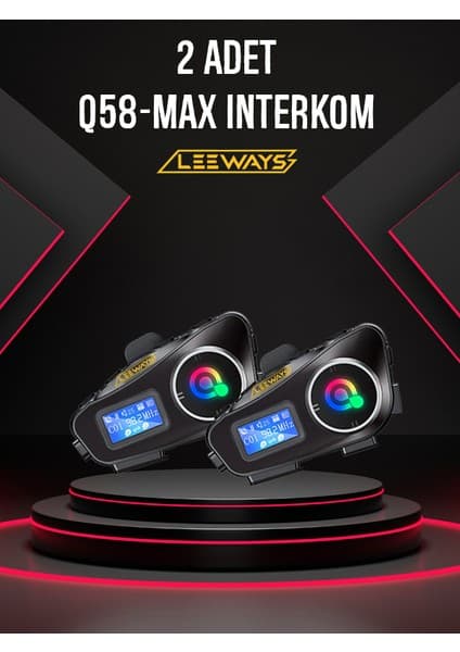 Leeways 2 Adet Q58 Max 500M Telsiz Mesafeli Motosiklet Kaskı Interkom Çift Sürücü Iletişimi Mp3 Fm Radyo