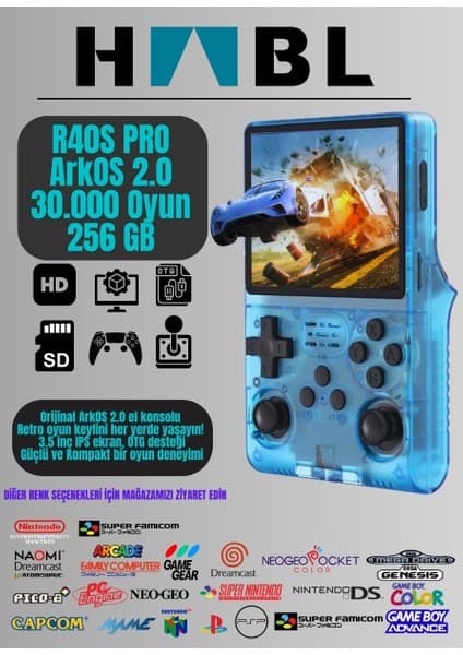HABL Retro Arcade R40S PRO ArkOS 2.0 +30.000 Oyunlu El Konsolu 256 GB 5