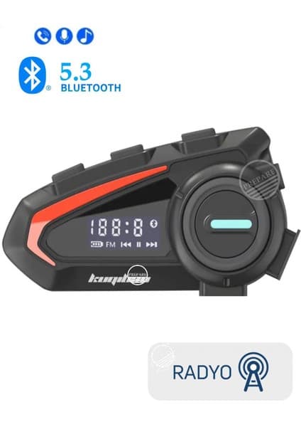 Prepare Fm Radyolu Kask Kulaklığı Su Geçirmez Bluetooth 5.3 Motosiklet Kask Kulaklık