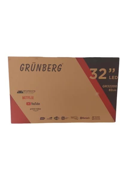 Grünberg GR32200, 32" 82CM, HD Ready, Dahili Wi-Fi, Dahili Uydu Alıcılı, Android LED TV