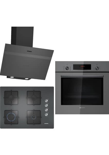 Siemens Gri 3'lü Ankastre Set 181 (HB012FBH1T - EO7C9PO12O - LC64KPJ70T)