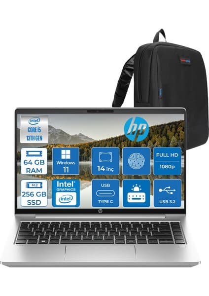 Hp Probook 440 G10 Intel Core I5 1335U 64GB 256GB SSD Intel® Iris® Xᵉ Grafik Windows 11 Home 14\