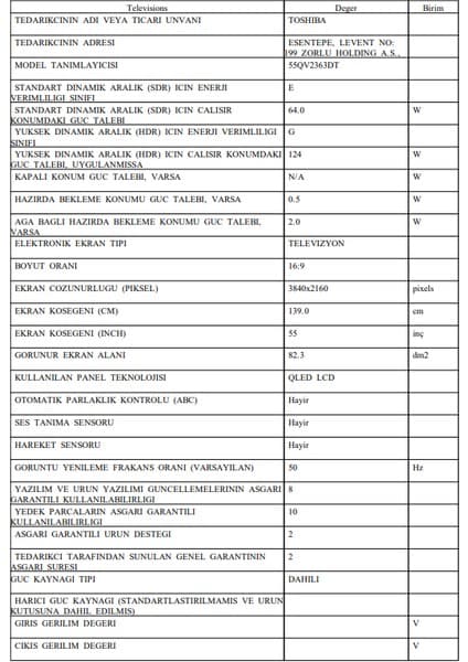 Toshiba 65QV2363DT 65'' 164 Ekran Uydu Alıcılı 4K Ultra HD Vidaa Smart QLED TV 6