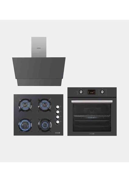 Kumtel 3'lü Ankastre Dijital Set Lpg'li (835 Davlumbaz+ BS66 Dijital Fırın+ KO40 Lpg Cam Ocal)