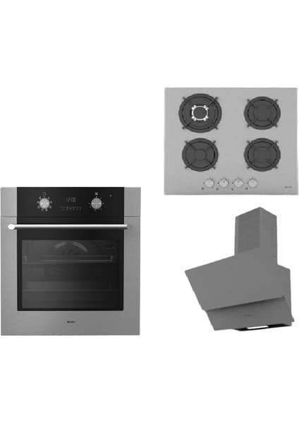 Vinola Gri Camlı Ankastre Set