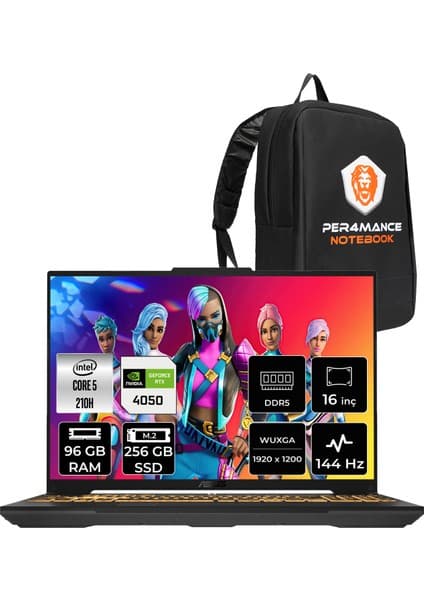 Asus Tuf Gaming F16 Intel Core Ultra 5 210H 96GB 256GB SSD RTX4050/6GB 140W 16\