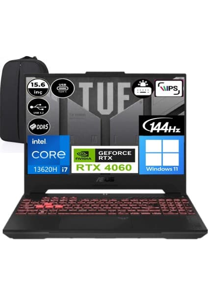 Asus Tuf Gaming F15 FX507VV-LP243EP4 I7-13620H 16 GB Ram 1 Tb SSD Windows 11 Pro RTX4060 15.6\