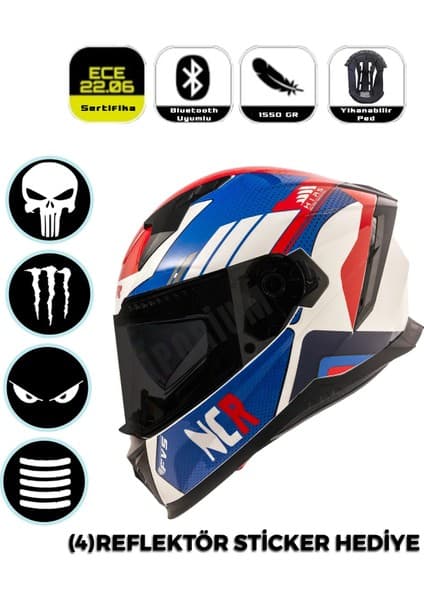 NCR Emporium Ncr Stream Full Face Siyah Vizörlü Kapalı Kask (Ece-06)