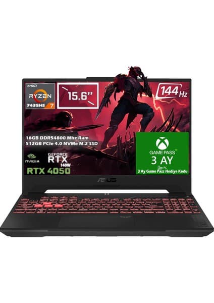 Asus Tuf Gaming A15 FA507NUR-LP159-Gaming Amd Ryzen 7 7435HS 16GB 512GB SSD Rtx 4050 (140W) 15.6\