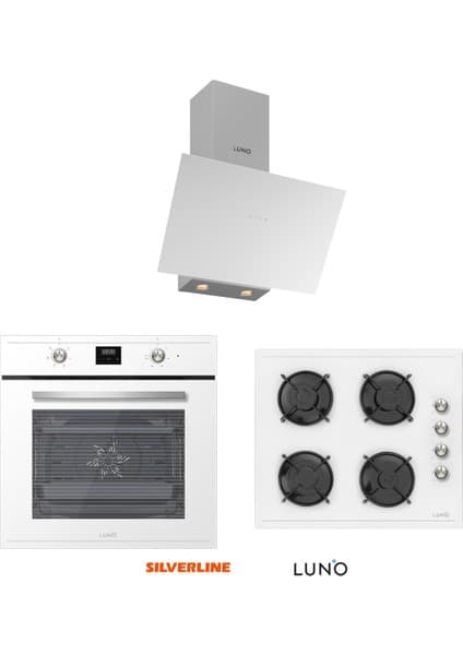 Silverline Luno Ankastre Beyaz Set (Dijital Fırın+Dokunmatik Davlumbaz)