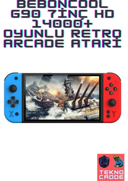 Beboncool G90 7inç IPS Ekran 14000+ Retro Arcade Oyun Konsolu Atari