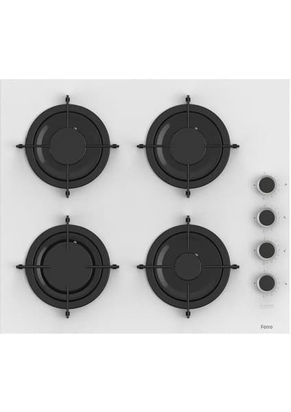 Ferre CS206-FA Flameart Kademeli Kont. Emaye Izg. Beyaz Cam Ocak