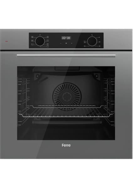 Ferre QBL63CPR Flowart Serisi Gri Ankastre Fırın (0+7 Konum)