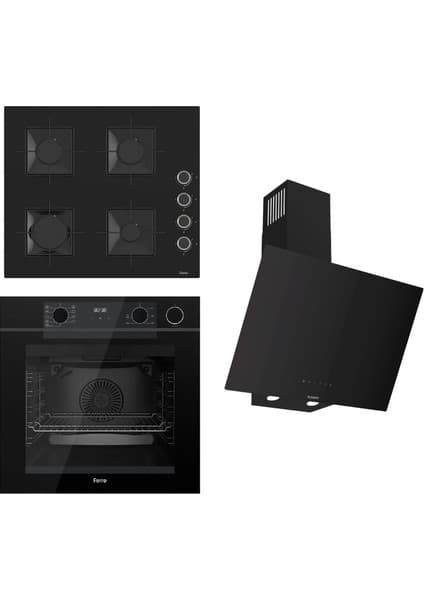 Ferre Steamart-Fryart-Sılentart Serisi Siyah Set (SS205 + QEP64CS +D077-SA) - Emaye Izgara