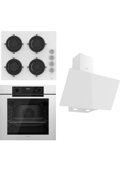 Ferre Steamart-Fryart Serisi Beyaz Set (CS206 + QEP63CB +D078) - Emaye Izgara