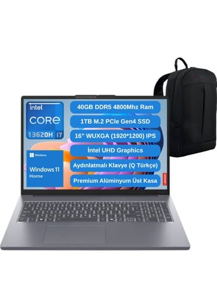 Lenovo Ideapad Slim 3 16IRH10 Intel Core I7 13620H 40GB 1TB SSD 16\