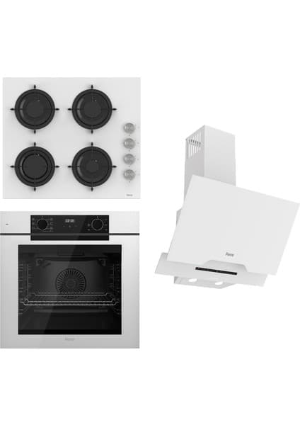 Ferre Steamart-Fryart-Sılentart Serisi Beyaz Set (CS206 + QEP63CB +D064-SA) - Emaye Izgara