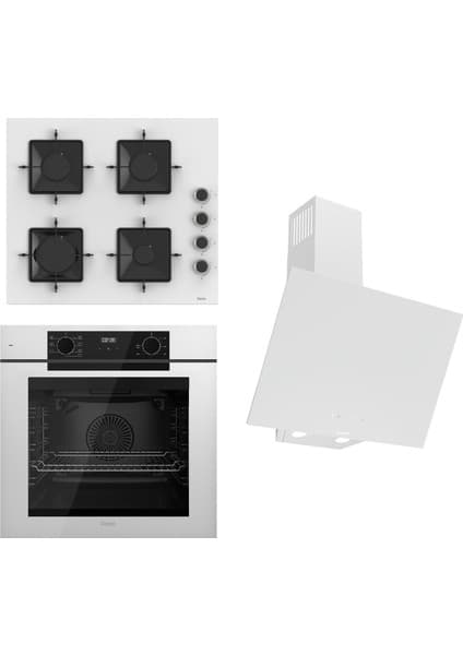 Ferre Steamart-Fryart-Sılentart Serisi Beyaz Set (SS206 + QEP63CB +D078-SA) - Emaye Izgara