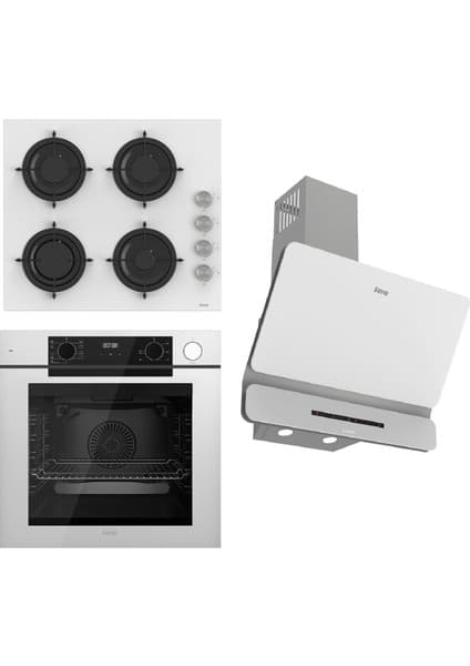 Ferre Steamart-Fryart-Sılentart Serisi Beyaz Set (CS206 + QEP64CB +D081-SA) - Emaye Izgara