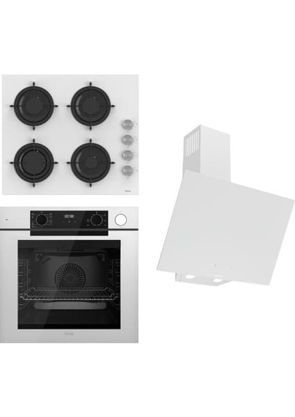 Ferre Steamart-Fryart-Sılentart Serisi Beyaz Set (CS206 + QEP64CB +D078-SA) - Emaye Izgara