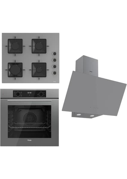 Ferre Flowart Serisi Gri Set (SS208 + QBL63CPR +D079) - Emaye Izgara