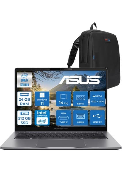 Asus Expertbook P3 P3405CVA Intel Core I7-13620H 24GB Ddr5 512GB SSD Windows 11 Home 14\