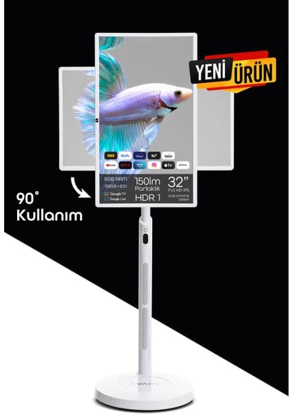 EVAİO EVAIO Plus 32 inç 80 Ekran FHD Taşınabilir Android Smart LED Ekran