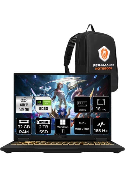 Asus Tuf Gaming F16 Intel Core I7 14650HX 32GB 2tb SSD RTX5050/8GB 115W 16\