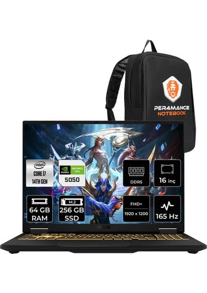 Asus Tuf Gaming F16 Intel Core I7 14650HX 64GB 256GB SSD RTX5050/8GB 115W 16\