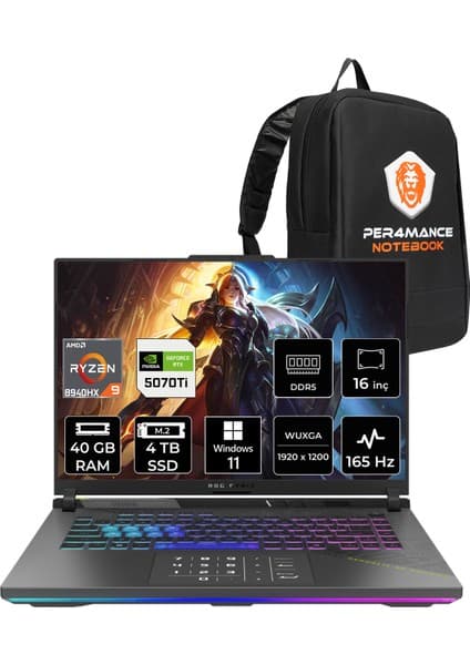 Asus Rog Strix G16 Amd Ryzen 9 8940HX 40GB 4tb SSD RTX5070TI/12GB 140W 16\