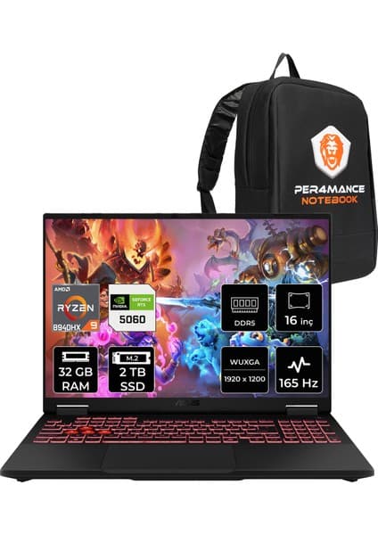 Asus Tuf Gaming A16 Amd Ryzen 9 8940HX 32GB 2tb SSD RTX5060/8GB 115W 16\