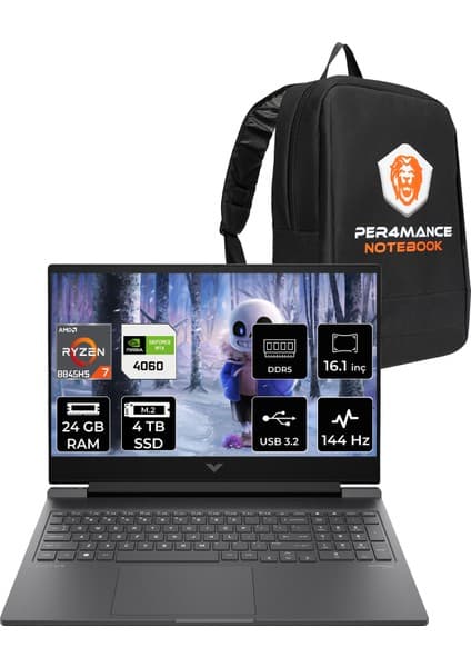 Hp Victus 16 Amd Ryzen 7 8845HS 24GB 4tb SSD RTX4060/8GB 144Hz Fhd 16.1\