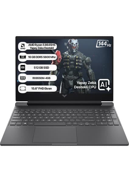 HP Victus B82WJEA AMD R5 8645HS 16GB 512GB SSD RX6550M-4GB Freedos 15.6\