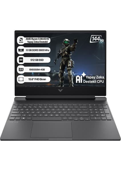 Hp Victus B82WJEA-32 Amd R5 8645HS 32GB 512GB SSD RX6550M-4GB Freedos 15.6\
