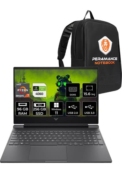 Hp Victus 15 Amd Ryzen 7 8845HS 96GB 256GB SSD RTX4060/8GB 15.6\