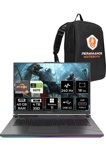 Asus Rog Strix G18 Amd Ryzen 9 8940HX 40GB 4tb SSD RTX5070/8GB 18\