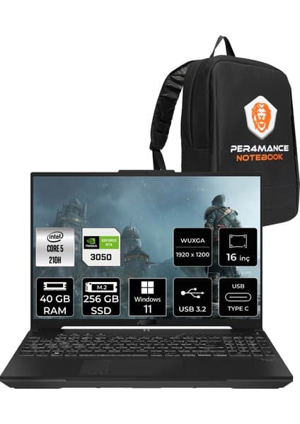 Asus Tuf Gaming F16 Intel Core 5 210H 40GB 256GB SSD RTX3050/6GB 16\