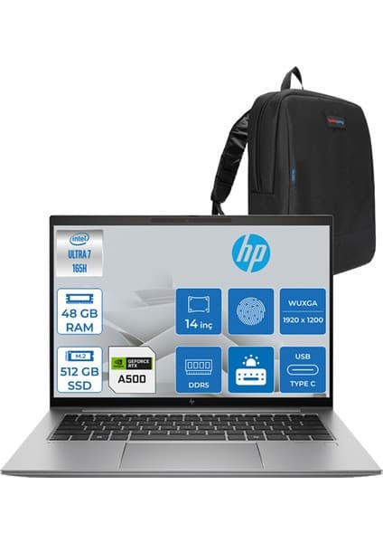 Hp Zbook Firefly 14 G11 Ultra Core U7 165H 48GB Ddr5 512GB SSD 4GB/RTXA500 14\