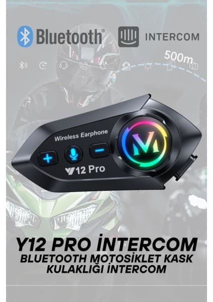 Wearfitpro Y12 Pro Intercom Bluetooth Motosiklet Kask Kulaklığı